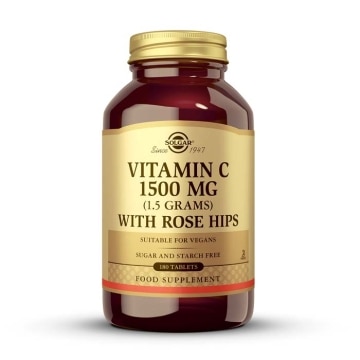 Solgar - Rose Hips - Vitamina C 1500mg con Escaramujo - 180 comprimidos
