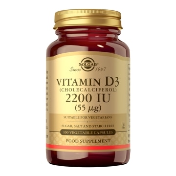 Solgar - Vitamina D3 2200 UI (55 µg) - 100 cápsulas vegetales