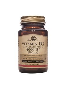 Solgar - Vitamina D3 (Colecalciferol) 4000 UI (100 μg) - 60 cápsulas vegetales