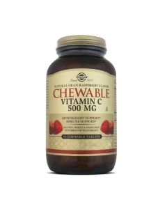 Solgar - Vitamina C 500 mg masticable sabor arándano y frambuesa - 90 comprimidos masticables
