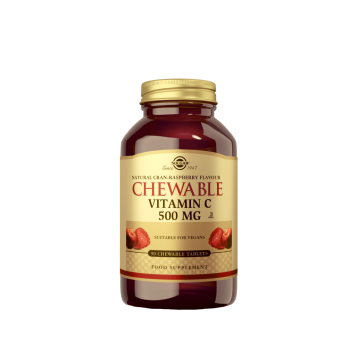 Solgar - Vitamina C 500 mg masticable sabor arándano y frambuesa - 90 comprimidos masticables