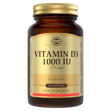 Solgar - Vitamina D3 1000 IU 25 μg - 100 cápsulas blandas