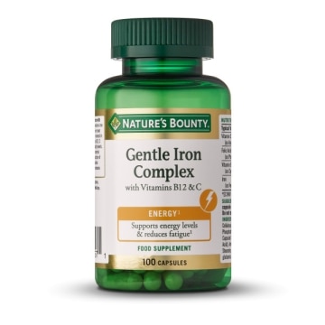 NATURE'S BOUNTY® Hierro Gentle Complex con Vitaminas C & B12 - 100 cápsulas
