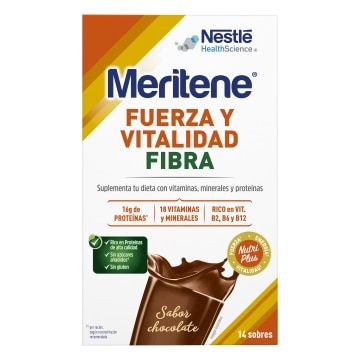 Meritene® Fuerza y Vitalidad Fibra - Batido Chocolate - 14 sobres de 35g