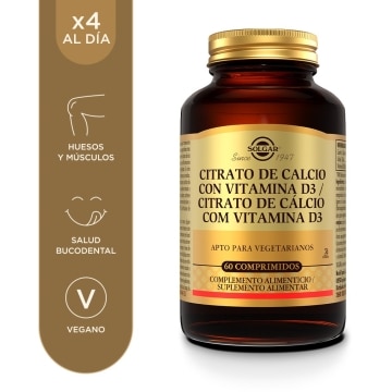 Solgar - Citrato de Calcio con Vitamina D3 - 60 comprimidos