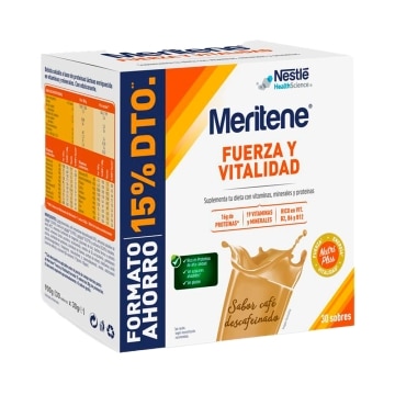 Meritene® Fuerza y Vitalidad Batido Café - 30 sobres de 30g – Formato Ahorro