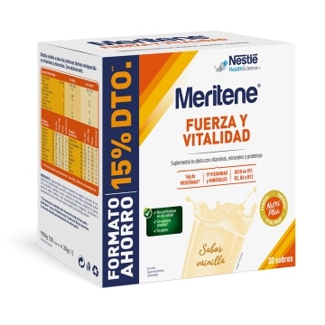 Meritene® Fuerza y Vitalidad Batido Vainilla - 30 sobres de 30g – Formato Ahorro