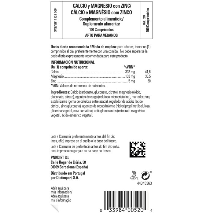 Solgar - Calcio y Magnesio con Zinc - 100 comprimidos