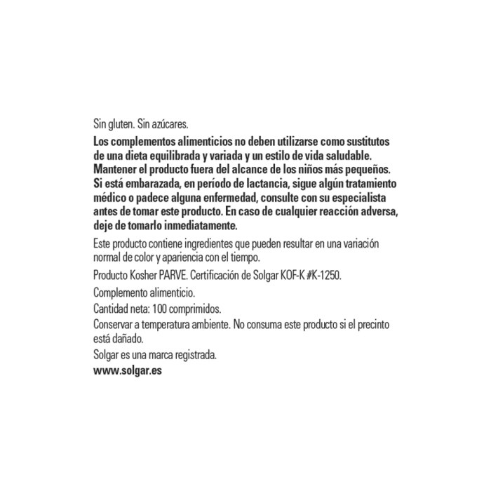 Solgar - Calcio y Magnesio con Zinc - 100 comprimidos