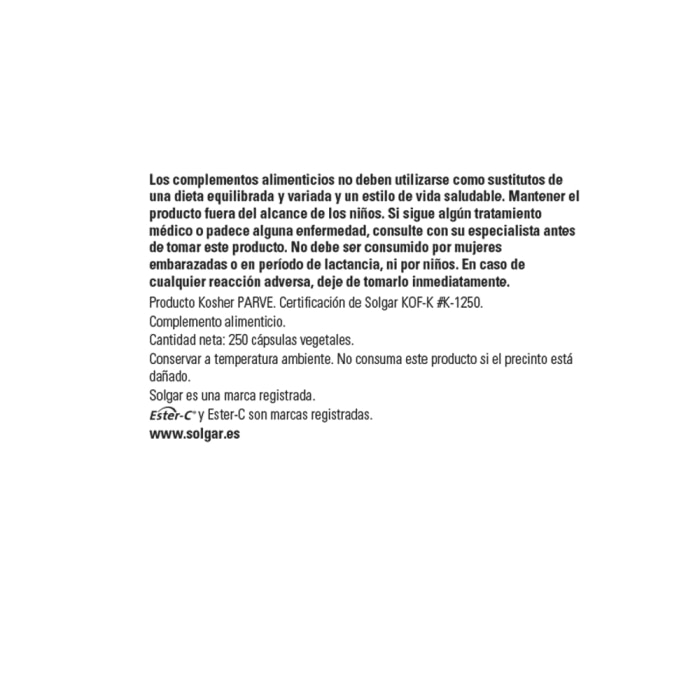 Solgar - Ester C® PLUS vitamin C / Bioflavonoides cítricos complex - 250 cápsulas vegetales