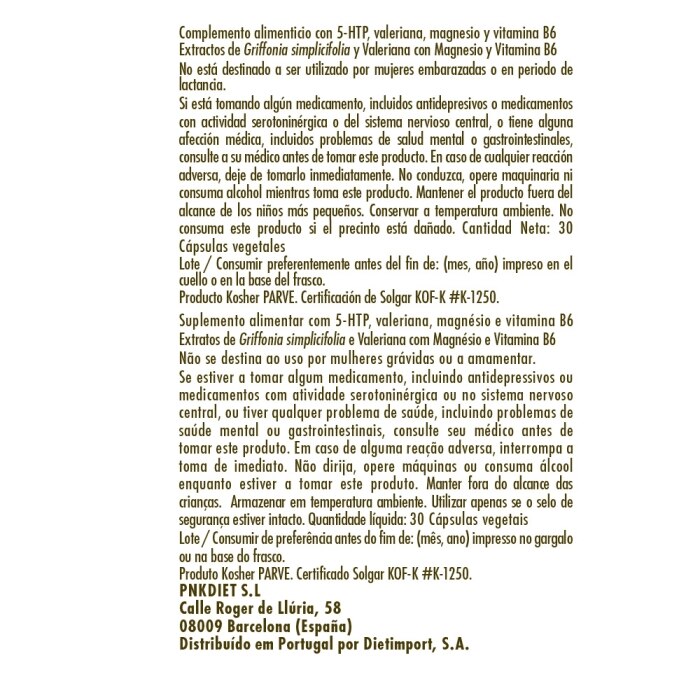 Solgar -  Griffonia 5-HTP - 30 cápsulas vegetales