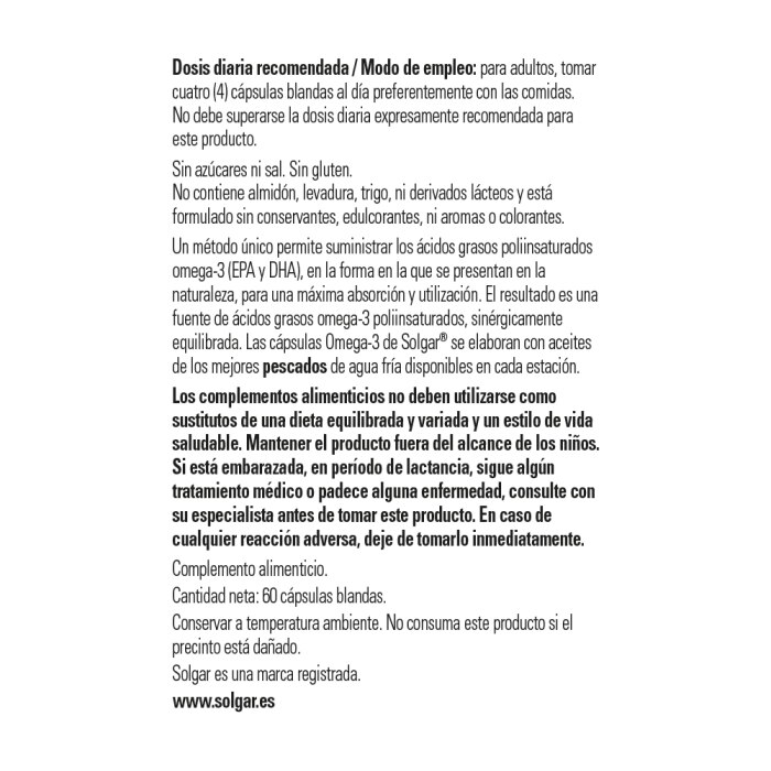 Solgar - Omega-3 alta concentración - 60 cápsulas blandas