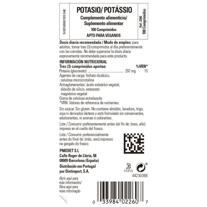 Solgar - Potasio - 100 comprimidos
