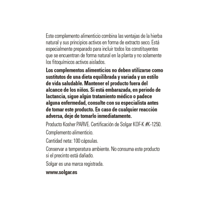Solgar - Diente de león - 100 cápsulas vegetales