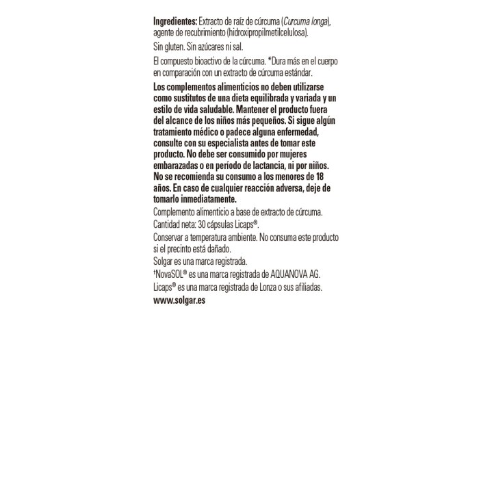 Solgar - Full Spectrum Cúrcuma - 30 cápsulas