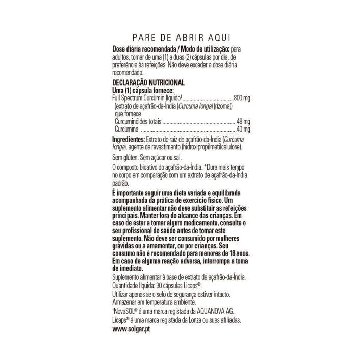 Solgar - Full Spectrum Cúrcuma - 30 cápsulas