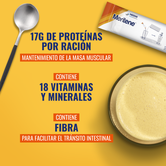 Meritene® Fuerza y Vitalidad Fibra - Batido Vainilla - 14 sobres de 35g