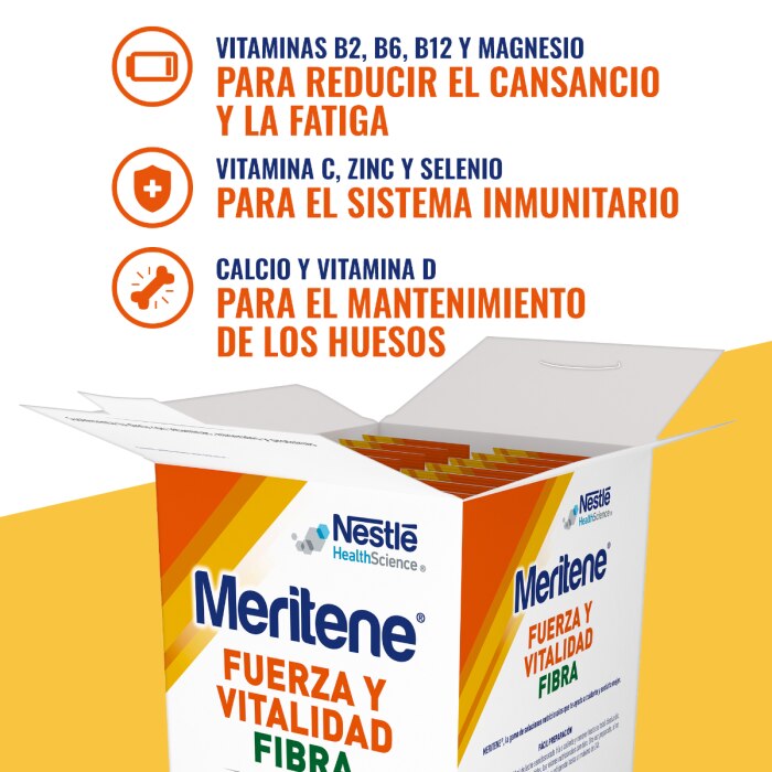 Meritene® Fuerza y Vitalidad Fibra - Batido Vainilla - 14 sobres de 35g
