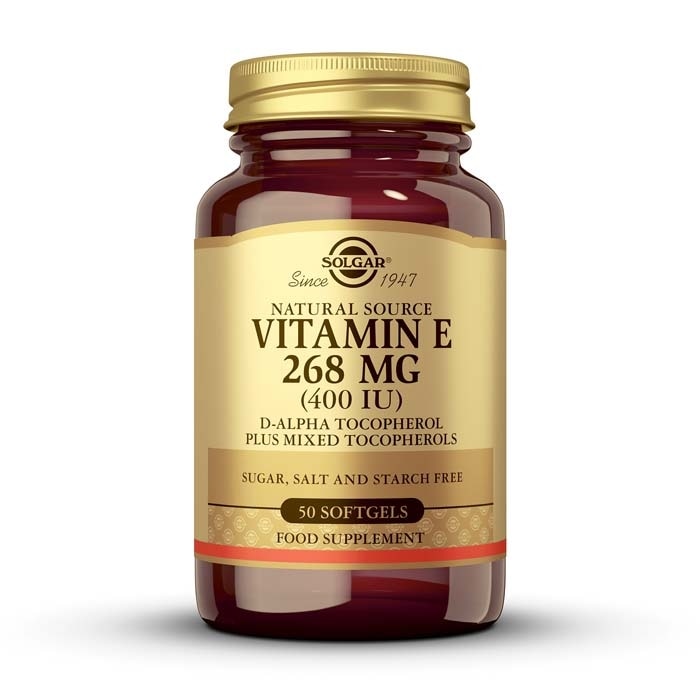 Solgar - Vitamina E 268 mg (400 UI) D-alfa tocoferol y mezcla de tocoferoles - 50 cápsulas blandas