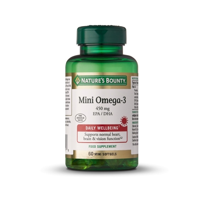 NATURE'S BOUNTY® Mini Omega-3 450 mg - 60 mini cápsulas blandas