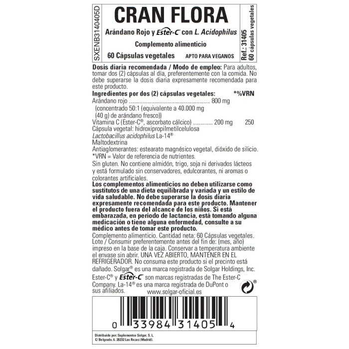 Solgar - Cran Flora - 60 cápsulas vegetales