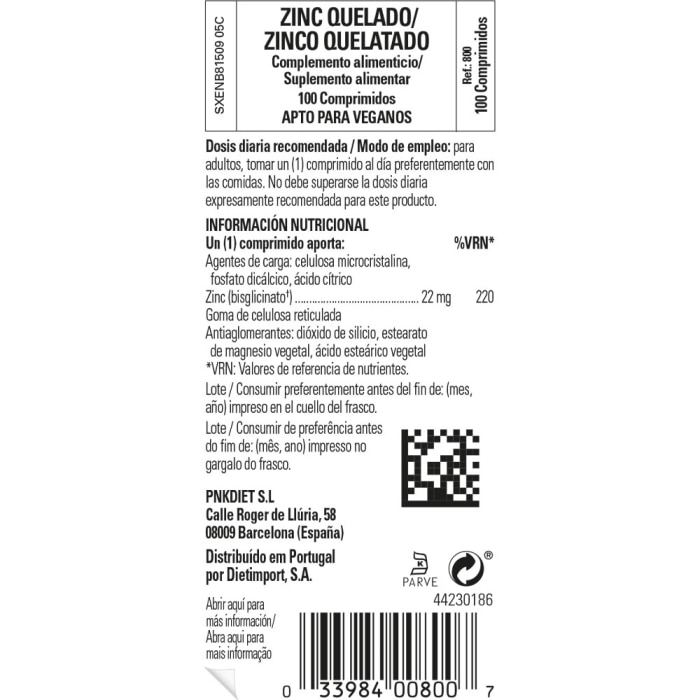 Solgar - Zinc quelado - 100 comprimidos