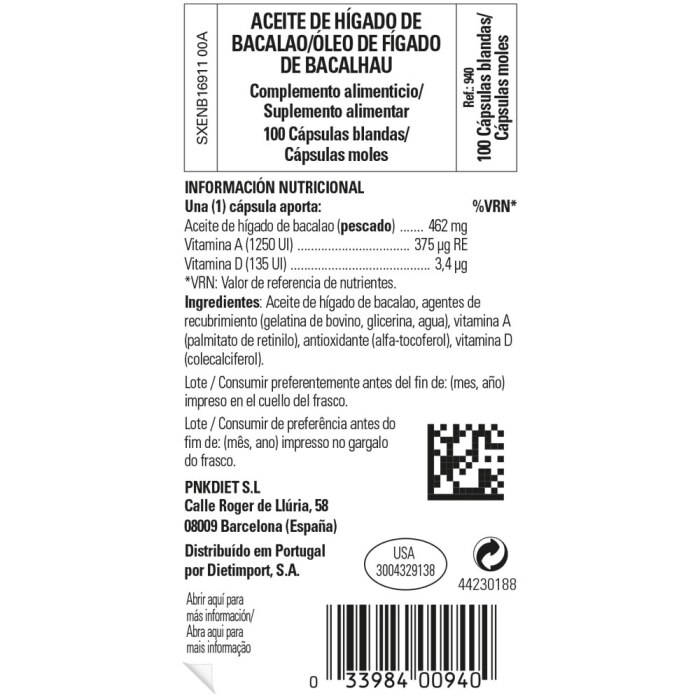 Solgar - Aceite de Hígado de Bacalao - 100 cápsulas blandas