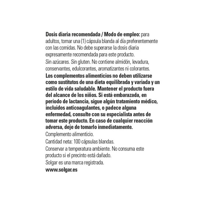 Solgar - Aceite de Hígado de Bacalao - 100 cápsulas blandas