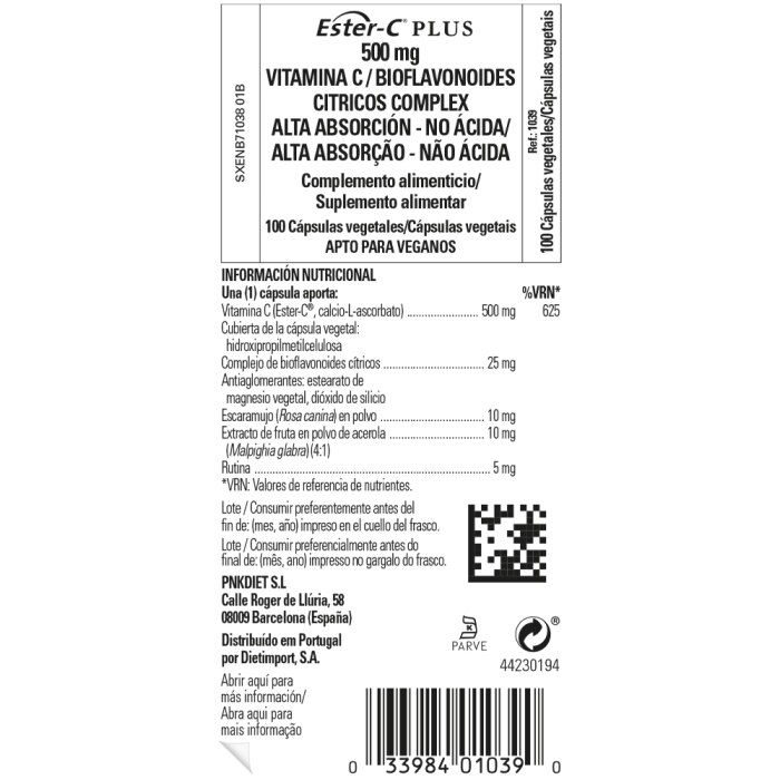 Solgar - Ester C® PLUS vitamina C / Bioflavonoides cítricos complex - 100 cápsulas vegetales