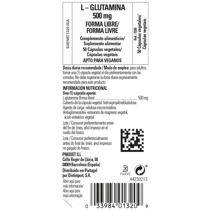 Solgar - L-glutamina 500 mg - 50 cápsulas vegetales