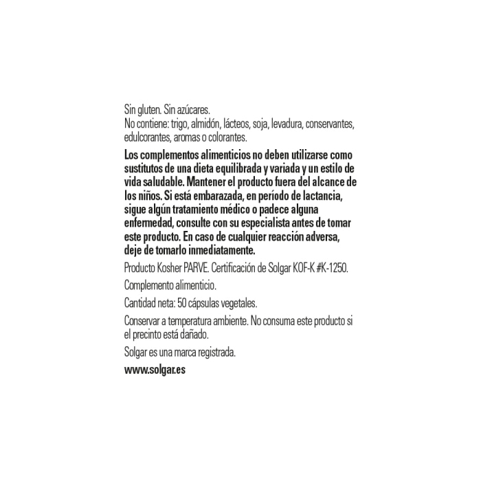 Solgar - L-glutamina 500 mg - 50 cápsulas vegetales