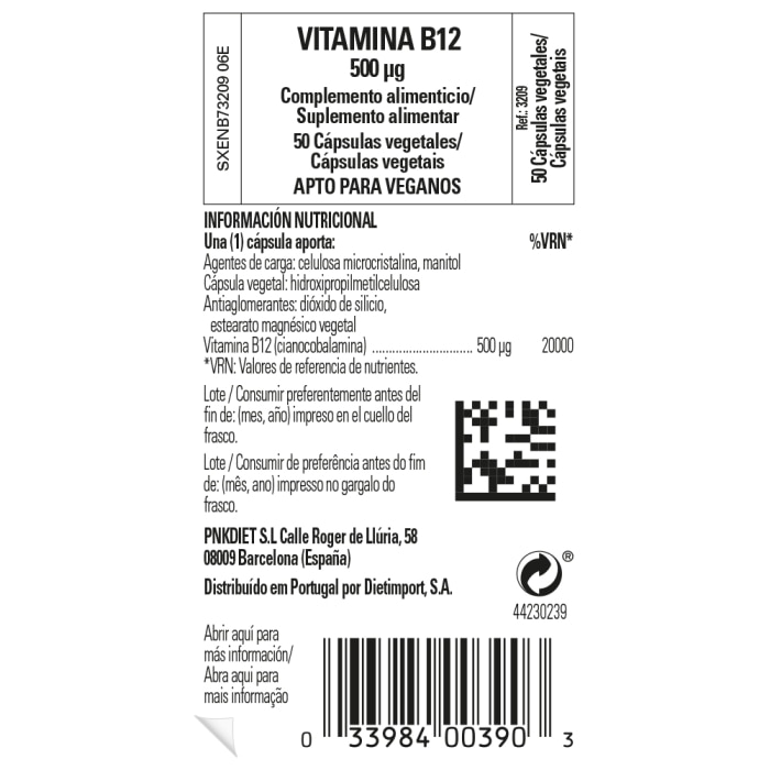 Solgar - Vitamina B12 500 μg - 50 cápsulas vegetales