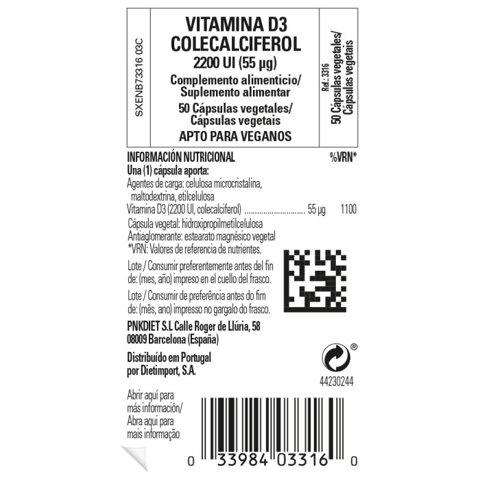 Solgar - Vitamina D3 2200 UI (55 µg) - 50 cápsulas vegetales