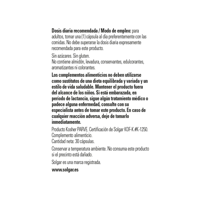 Solgar - L-glutatión - 30 cápsulas vegetales