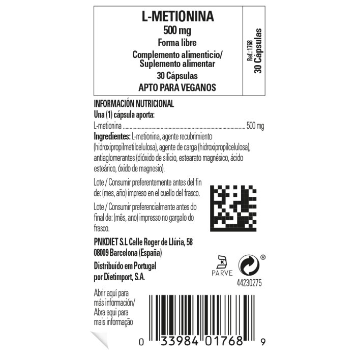 Solgar - L-metionina 500 mg - 30 cápsulas vegetales