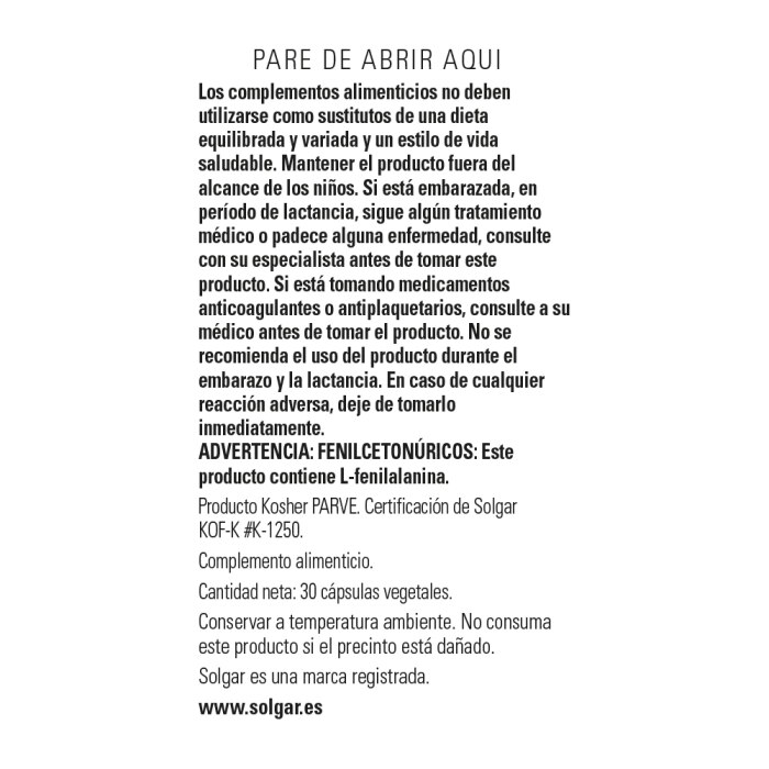 Solgar - Neuro-Nutrientes - 30 cápsulas vegetales