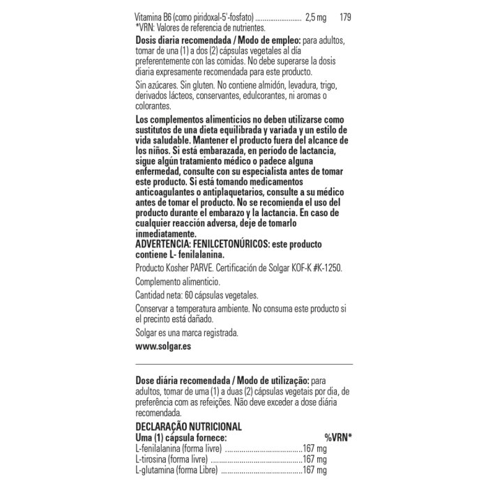 Solgar - Neuro-nutrientes - 60 cápsulas vegetales