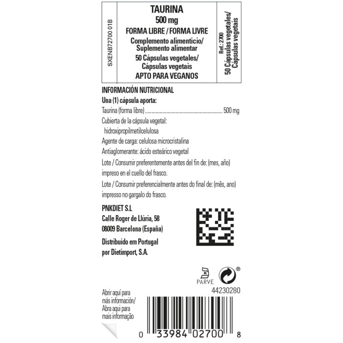 Solgar - Taurina 500 mg - 50 cápsulas vegetales
