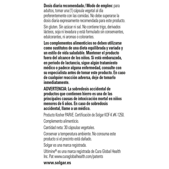 Solgar - Earth source Koji iron - 30 cápsulas vegetales