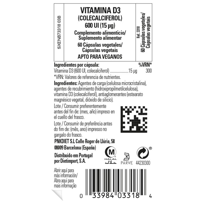 Solgar - Vitamina D3 600 UI - 60 cápsulas vegetales