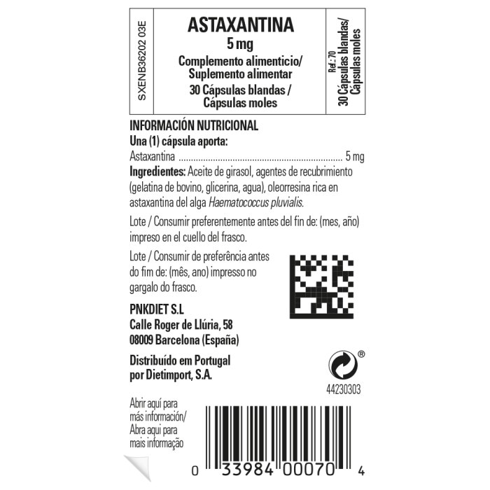 Solgar - Astaxantina 5 mg - 30 cápsulas blandas