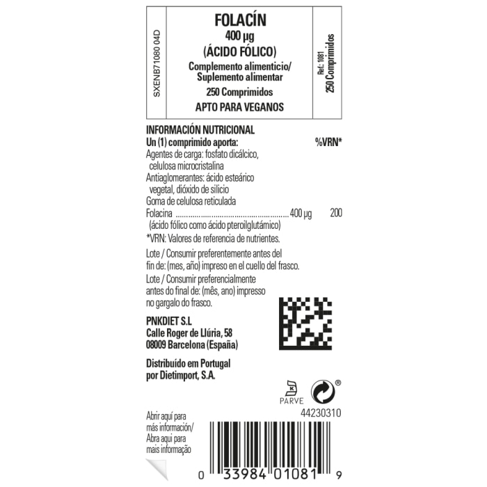 Solgar - Folacín 400 µg - 250 comprimidos