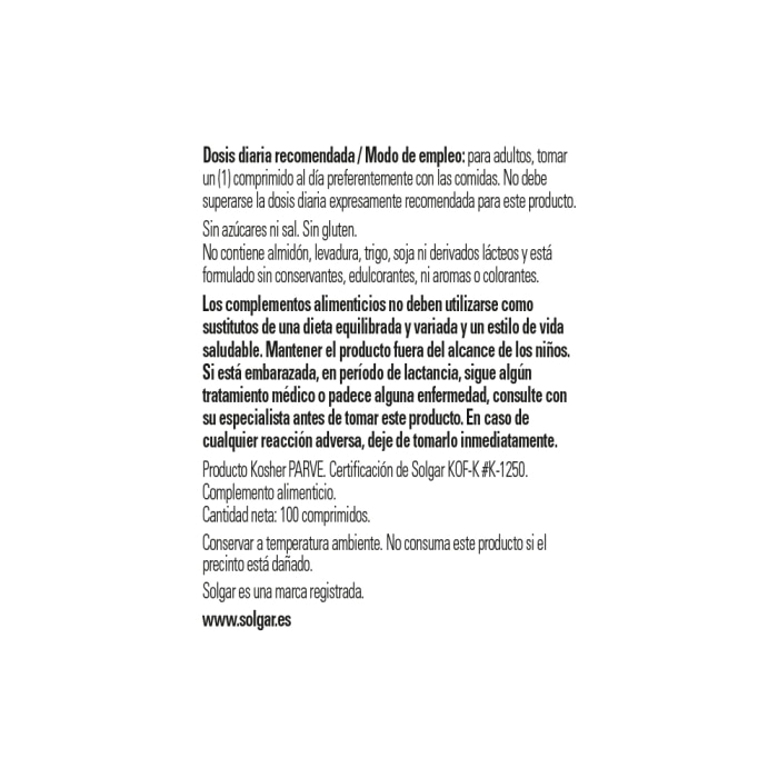Solgar - Folacín 400 µg - 100 comprimidos