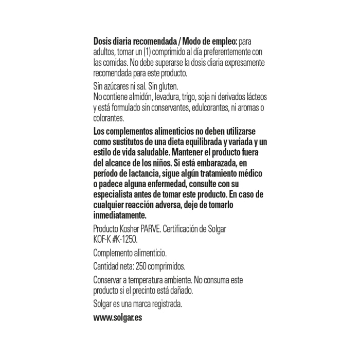 Solgar - Folacín 400 µg - 250 comprimidos