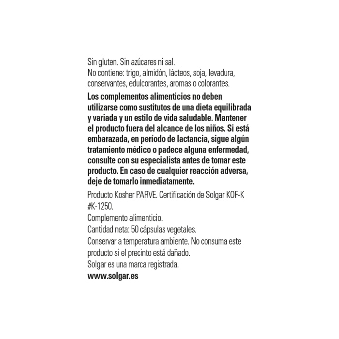 Solgar - Inositol 500 mg - 50 cápsulas vegetales