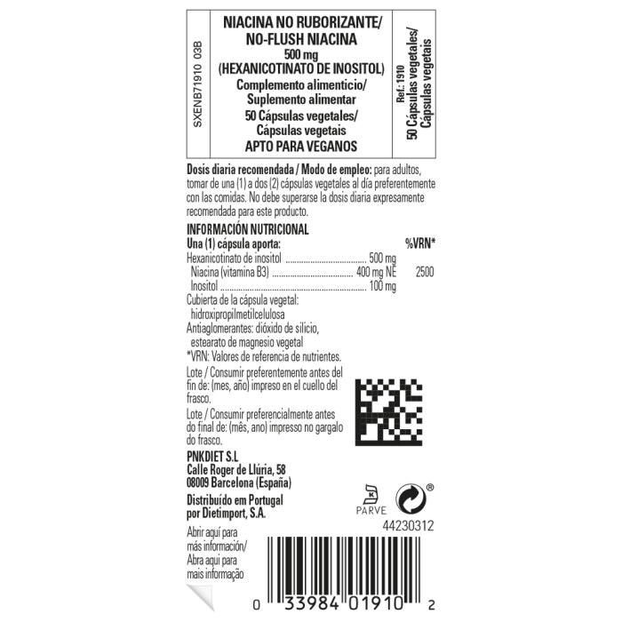 Solgar - Niacina no ruborizante 500 mg - 50 cápsulas vegetales