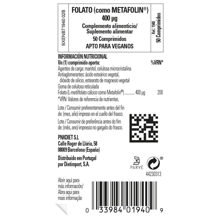 Solgar - Folato 400 µg - 50 comprimidos