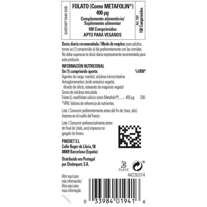 Solgar - Folato 400 µg - 100 comprimidos