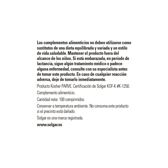 Solgar - Vitamina B1 500 mg - 100 comprimidos