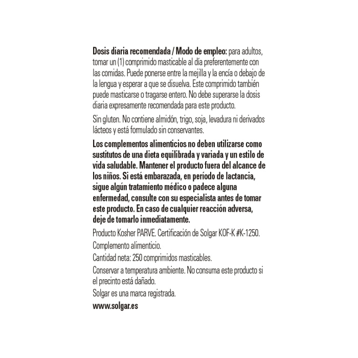 Solgar - Vitamina B12 1000 μg - 250 comprimidos